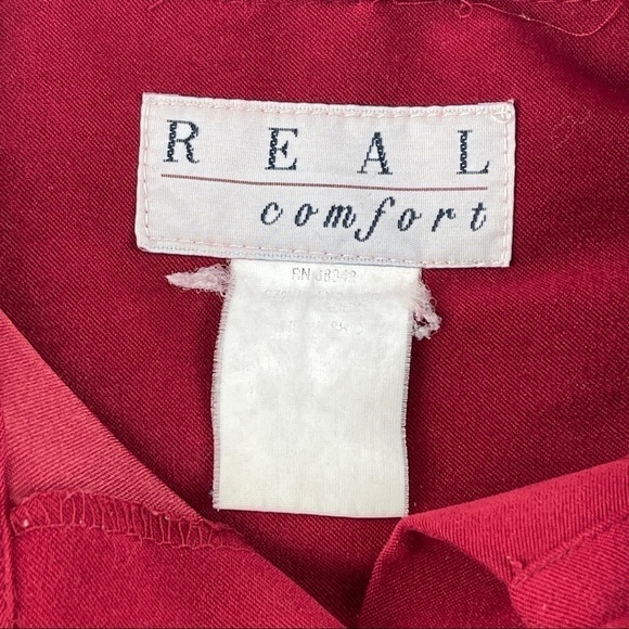 Real Comfort Button Up Shirt Womens Red Long Sleeve - Picture 2 of 8
